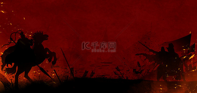 红色简约中式背景图片_古代战场战争红色中式游戏画面