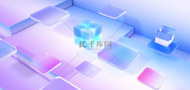 c4d质感背景图片_立体几何磨砂玻璃简约c4d