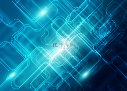 蓝色背景广告图背景图片_科技光效线条曲线抽象蓝色背景