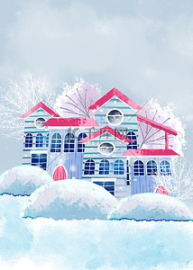 卡通冰雪背景图片_圣诞节冰雪卡通城堡