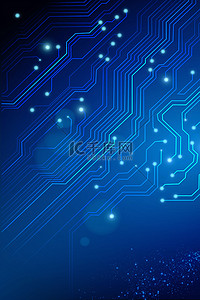 科技电路芯片蓝色大气科技海报背景