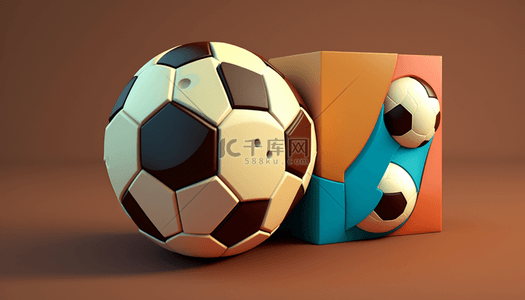 足球背景图片_彩色3D立体足球卡通