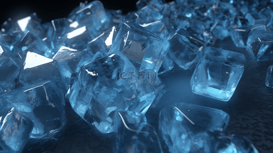 冰块蓝色背景背景图片_蓝色清凉冰块纹理背景