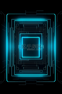 科技商务发光线框背景图片_商务科技蓝色发光线框背景