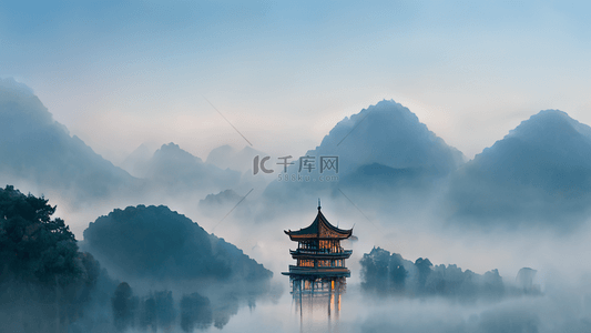 西湖风景背景图片_中国风江南杭州西湖