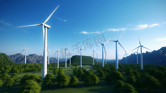 摄影照片_新能源清洁能源风力发电摄影图
