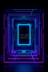 科技商务科幻蓝紫色线框背景