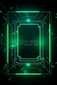 科技商务发光线框背景图片_科技商务发光绿色线框背景