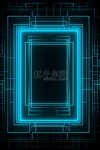 商务科技机械发光蓝色方形线框背景