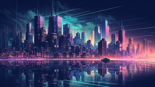 城市科技紫色扁平大数据未来感赛博