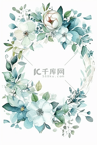 浪漫水彩花卉植物边框背景