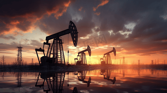 石油泄露摄影照片_海上开采石油工程