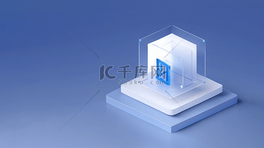 立体方块背景图片_3D图标商务B端毛玻璃