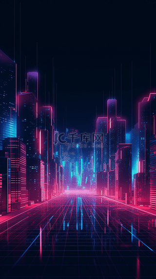 紫色背景图片_科幻科技城市蓝紫色光线背景