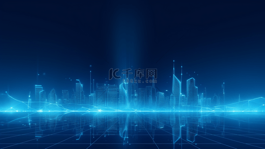 蓝色城市科技背景背景图片_城市科技线条蓝色背景