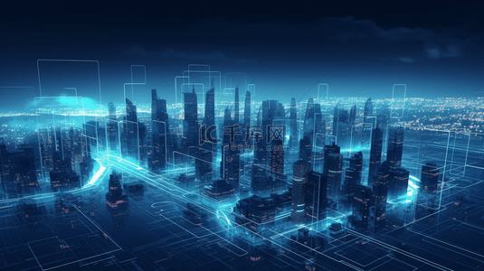 智能背景图片_深蓝色科技智慧城市背景