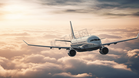 乘客乘坐飞机在云层上飞行