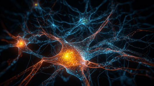 神经网络中神经元信号的神经网络对大脑神经元神经节点神经信号的近距离三维渲染