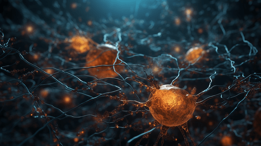 突触和神经元细胞在大脑中传递电信号和化学信号