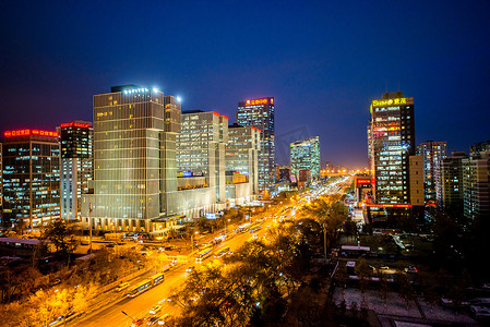 夜景北京cbd摄影照片_北京CBD建筑