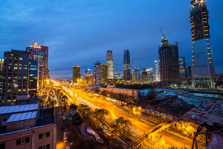 夜景北京cbd摄影照片_北京CBD建筑