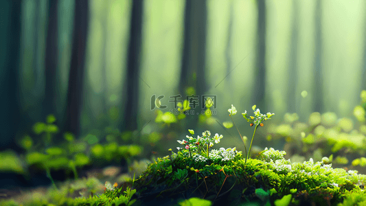 森林绿色植物小花朵