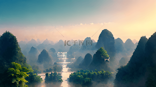 风景背景图片_唯美桂林山水风景