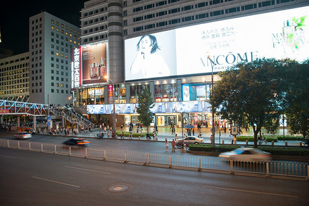 海报户外运动摄影照片_北京商业街夜景