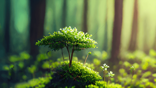 森林背景图片_森林绿色植物小花朵