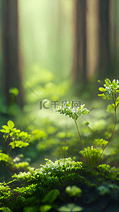 夏天森林背景图片_森林绿色植物小花朵