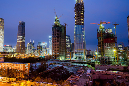 夜景北京cbd摄影照片_北京CBD建筑