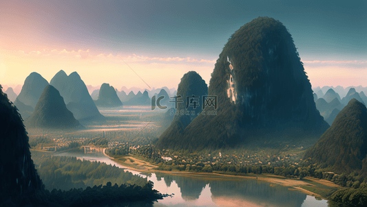 桂林山水背景图片_唯美桂林山水风景