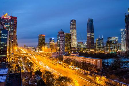 夜景北京cbd摄影照片_北京CBD建筑