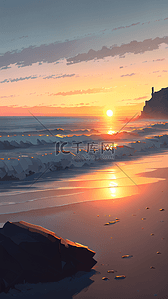 海边背景图片_清晨日出太阳海边海面