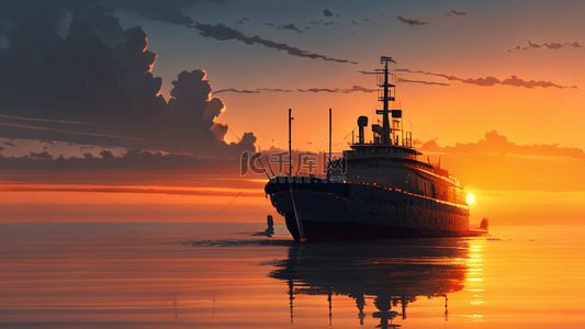 大海轮船背景图片_轮船大海朝阳日出日落海面风景