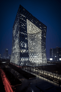 中国北京CBD建筑夜景城市互联大数据概念
