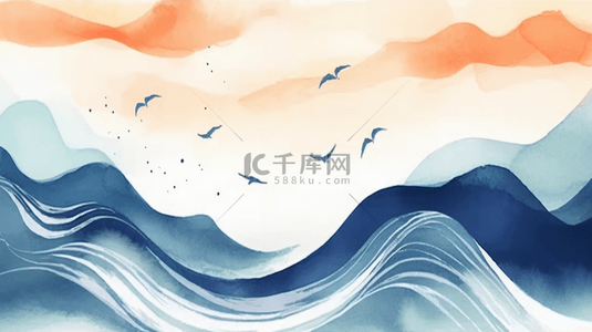 新中式抽象山水背景图片_中国风新中式山水