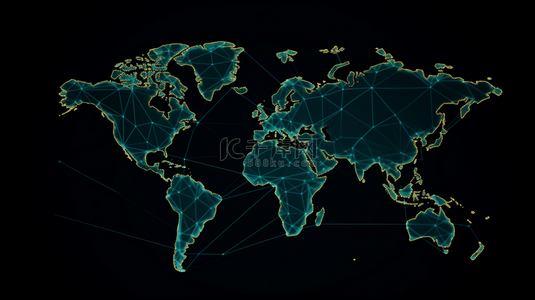 合作背景图片_蓝色商务科技世界地图背景