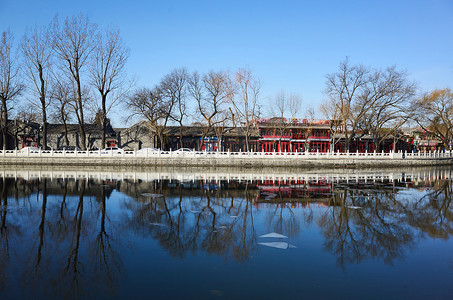 摄影照片_北京什刹海建筑风光