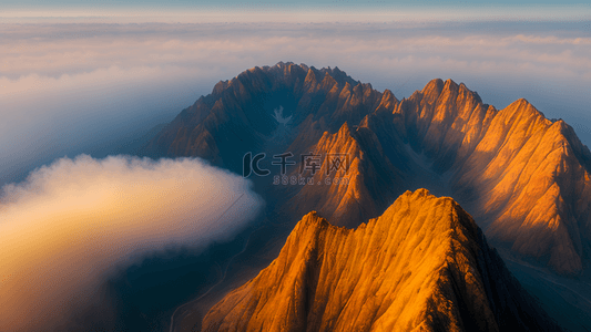 航拍视角黄山云海风景