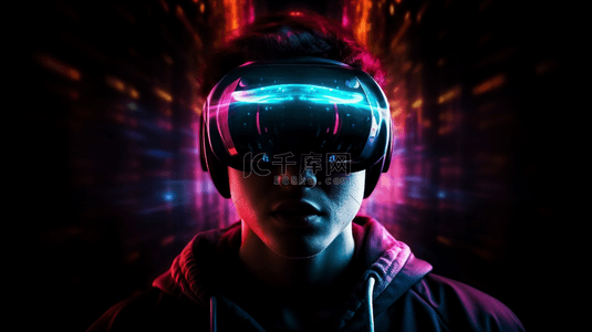 现实虚拟背景图片_未来科技科幻虚拟现实VR眼镜