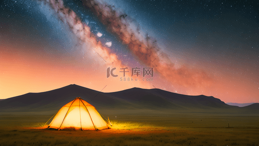 草原背景图片_星空草原帐篷山丘