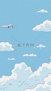 米饭漫画背景图片_卡通动漫漫画蓝天白云飞机