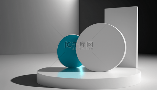 3D蓝色圆形电商展台