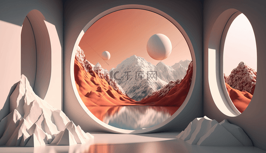 3D立体展台镜面球形背景