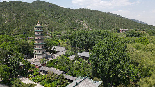 航拍山西太原晋祠