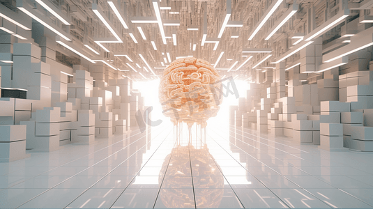 大脑摄影照片_ai人工智能科技机器大脑中央芯片三维场景
