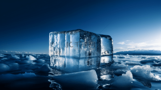 冰川冰山蓝天雪山冰块漂浮