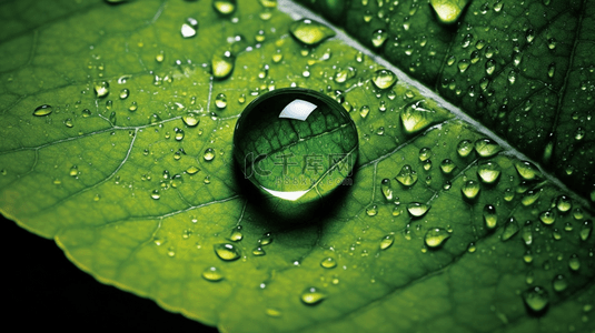 水滴背景图片_清新绿叶和水滴露珠
