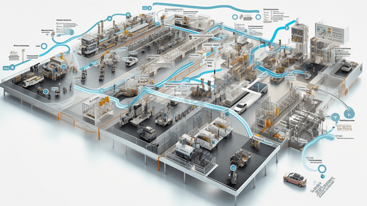汽车工厂智能自动化概念图
